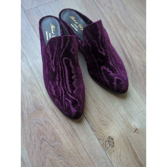 Robert Clergerie Alice Mules Goth Velvet Violet Slip On Shoes Flats - Picture 12 of 16